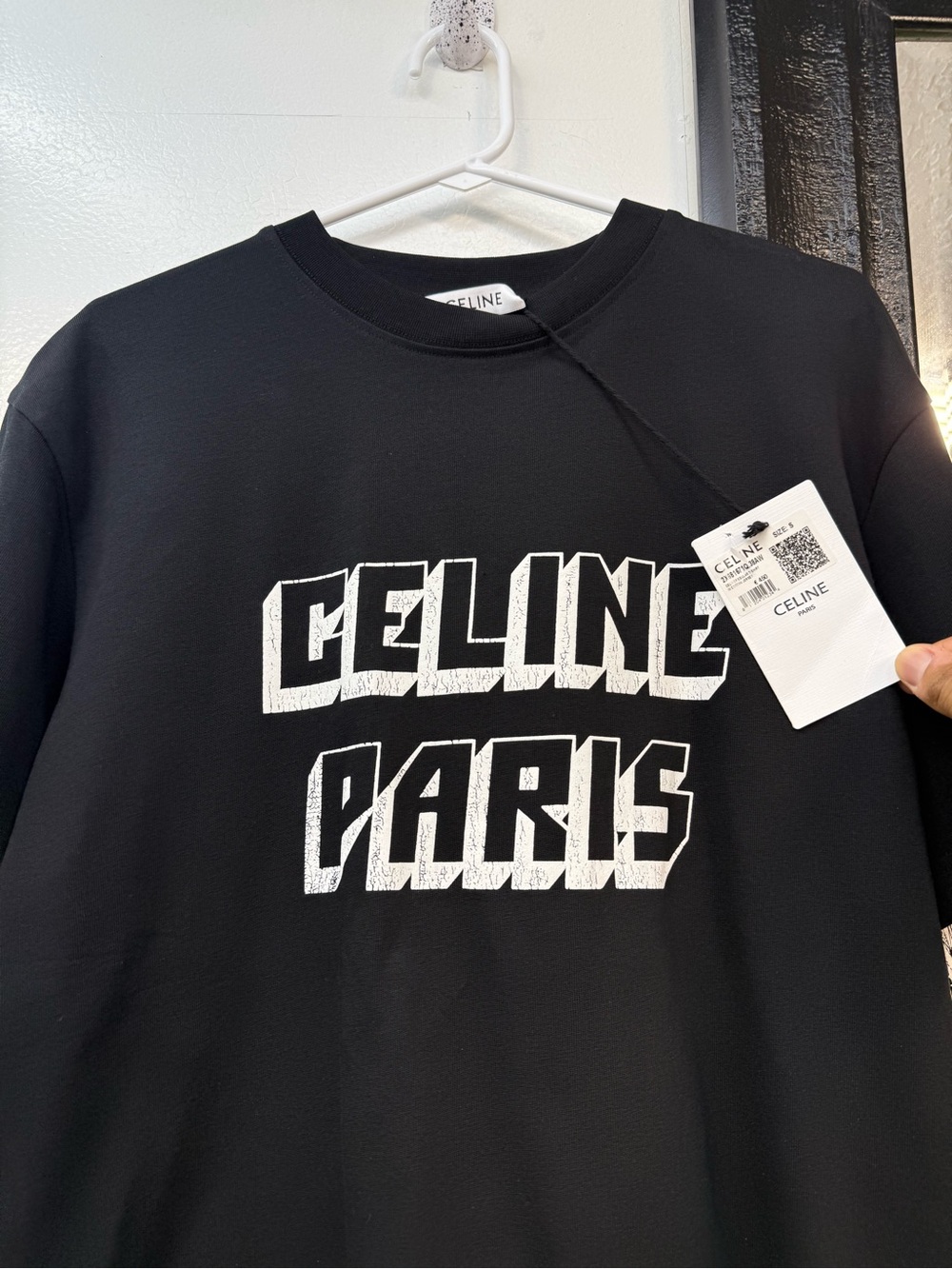 Celine Black Graphic Logo Short-Sleeve Tee